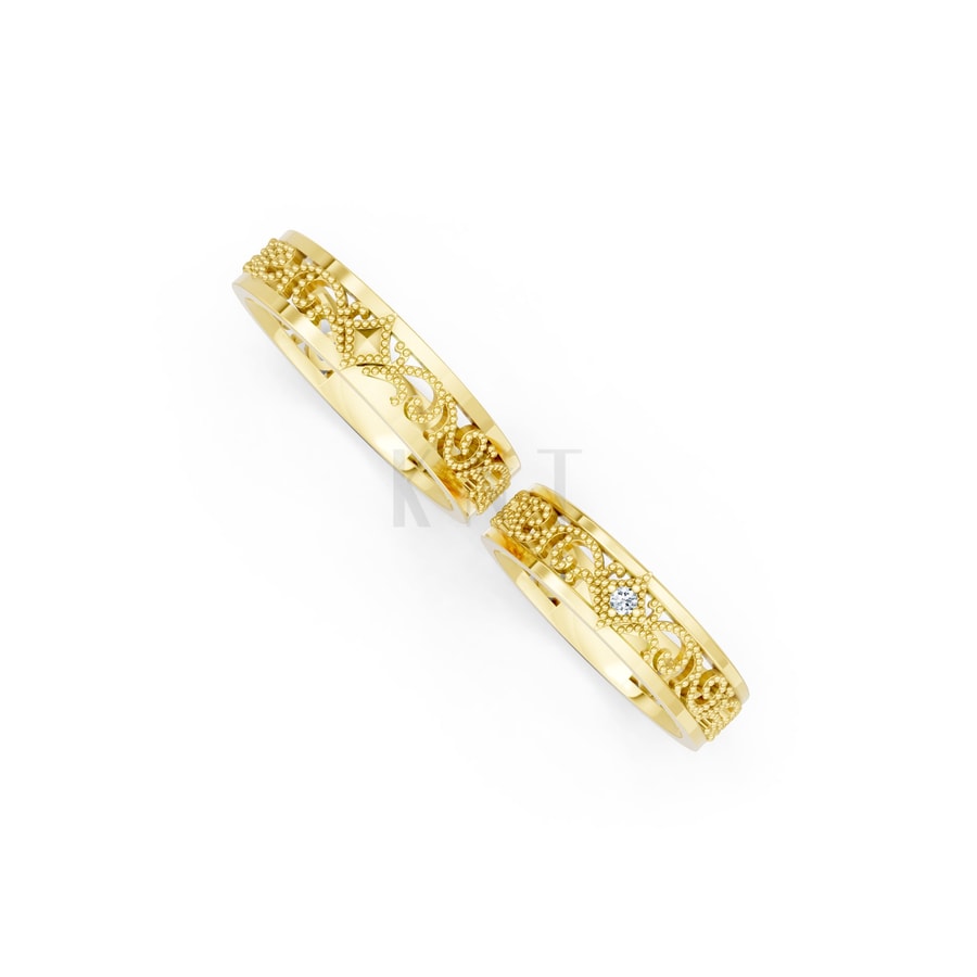 Nhẫn cưới F51 Vàng Gold thiết kế phá cách, sang trọng