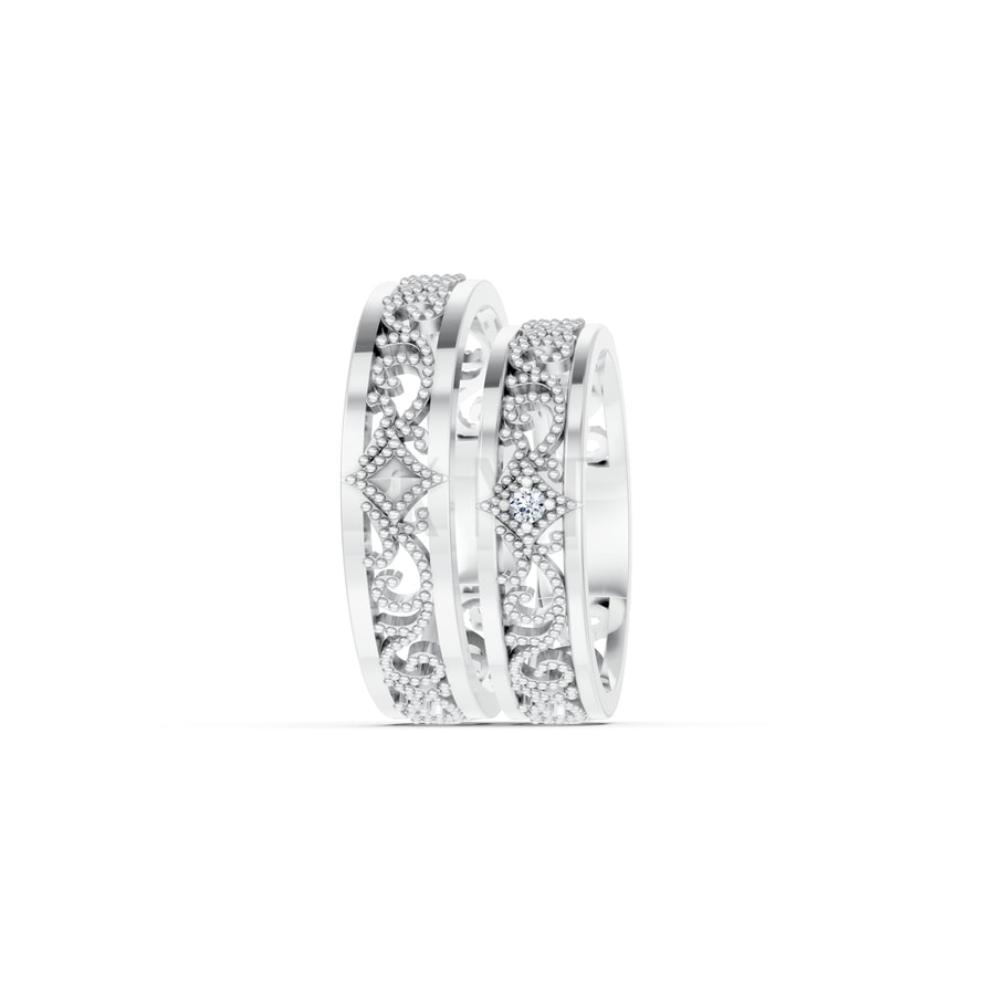 Nhẫn cưới F51 vàng trắng White Gold thiết kế trẻ trung, hiện đại