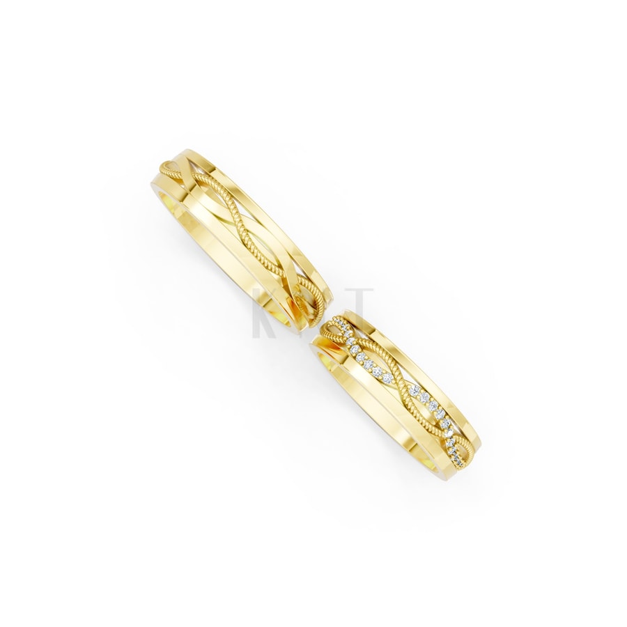 Nhẫn cưới F62 Vàng Gold vàng 10K/14K/18K/607 cao cấp, thanh lịch