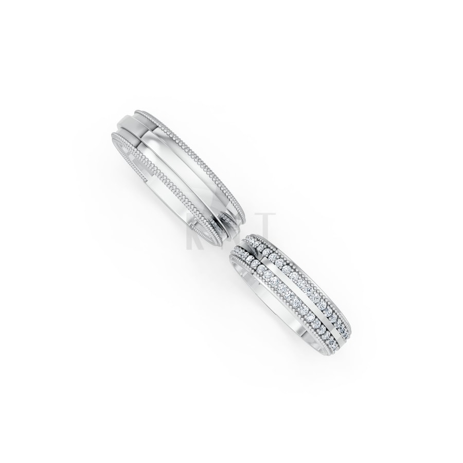 Nhẫn cưới F63 vàng trắng White Gold thiết kế trẻ trung, hiện đại