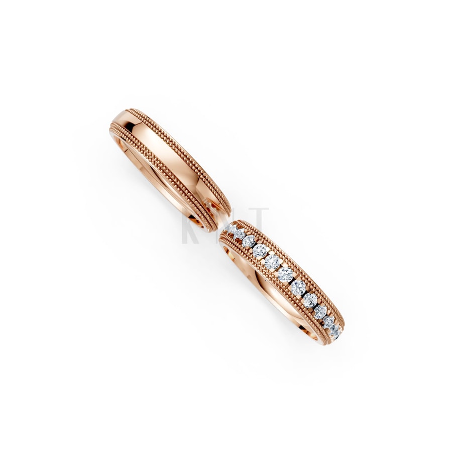 Nhẫn cưới F99 vàng hồng Rose Gold vàng đẹp, kiểu dáng trẻ trung, độc đáo