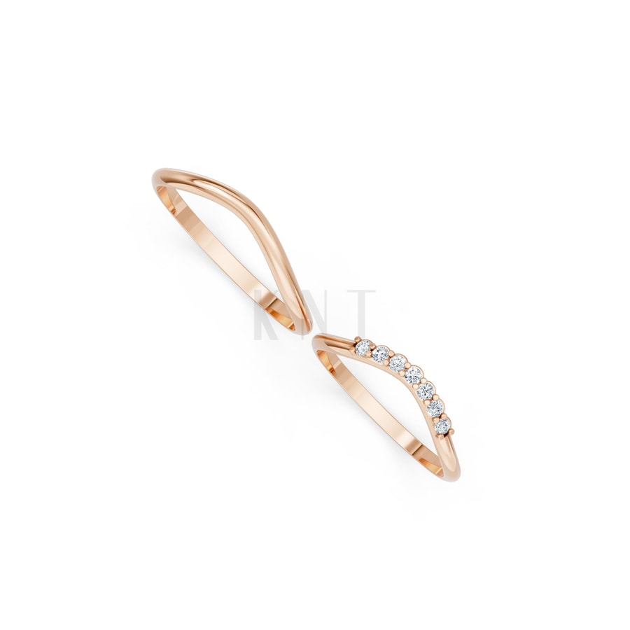 Nhẫn cưới H101 vàng hồng Rose Gold vàng đẹp, kiểu dáng trẻ trung, độc đáo
