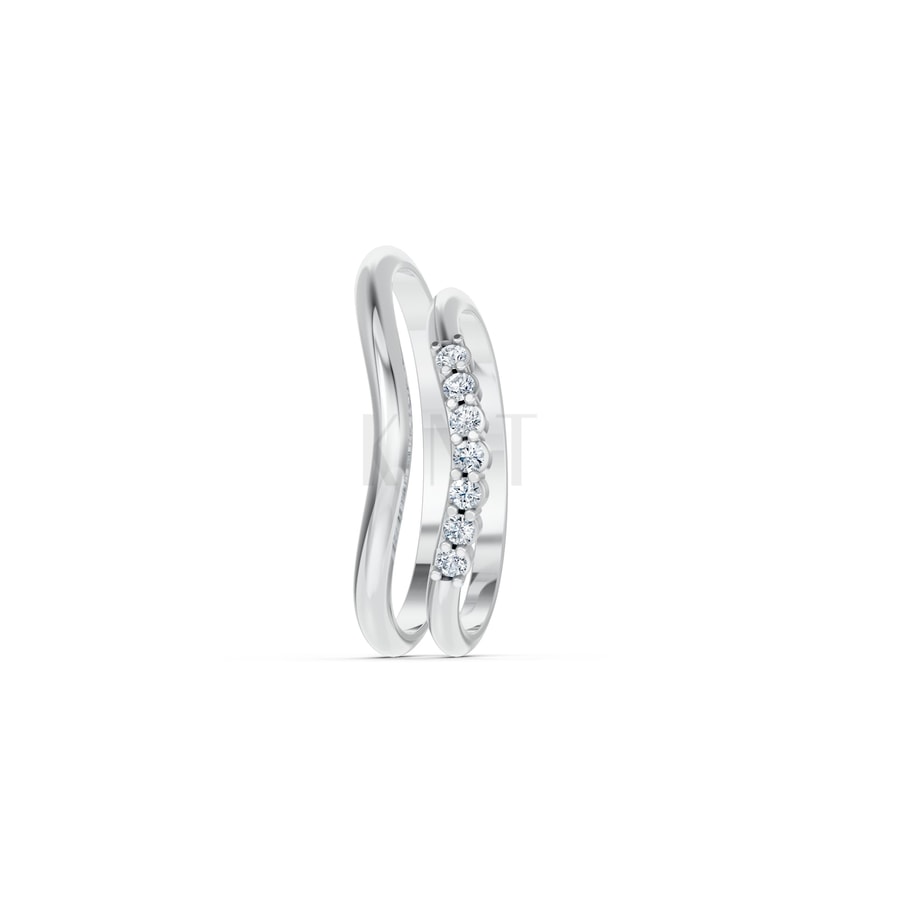 Nhẫn cưới H101 vàng trắng White Gold vàng sáng, đường nét sắc sảo, tinh tế