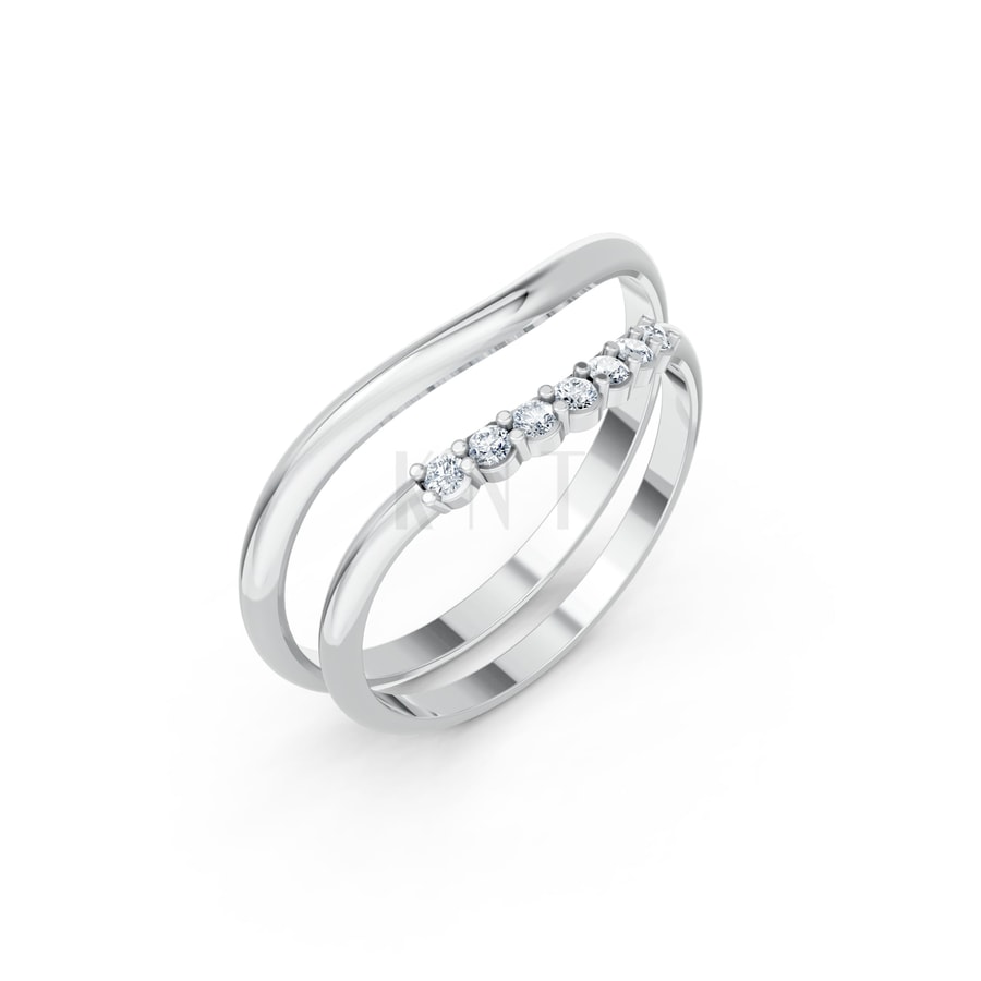 Nhẫn cưới H101 vàng trắng White Gold kiểu dáng hiện đại, nổi bật