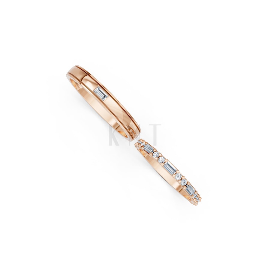 Nhẫn cưới H107 vàng hồng Rose Gold vàng đẹp, kiểu dáng trẻ trung, độc đáo