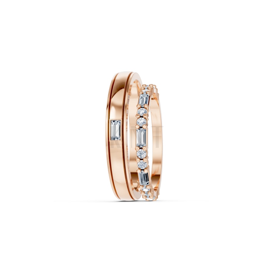 Nhẫn cưới H107 vàng hồng Rose Gold phong cách trẻ trung, nổi bật