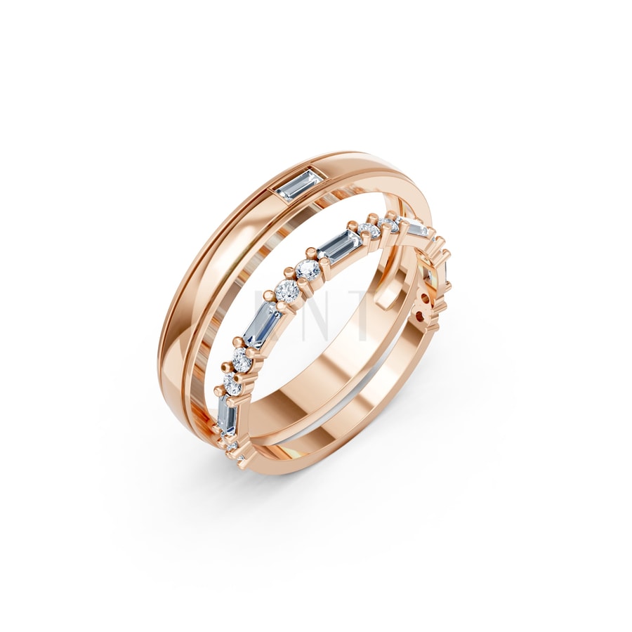 Nhẫn cưới H107 vàng hồng Rose Gold họa tiết ấn tượng, cá tính