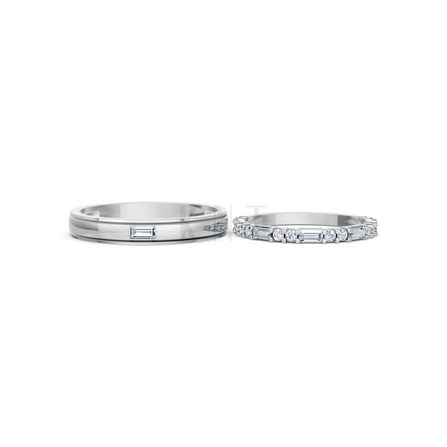Nhẫn cưới H107 vàng trắng White Gold kiểu dáng cá tính, hiện đại