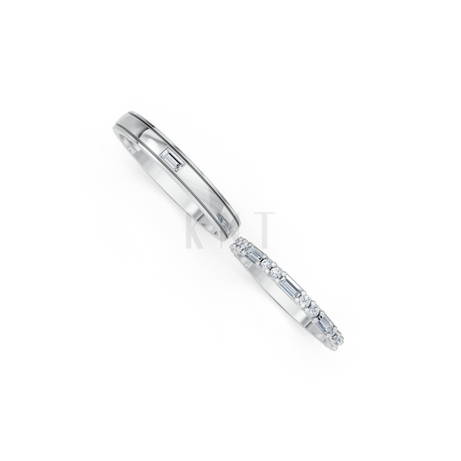 Nhẫn cưới H107 vàng trắng White Gold vàng sáng, đường nét sắc sảo, tinh tế