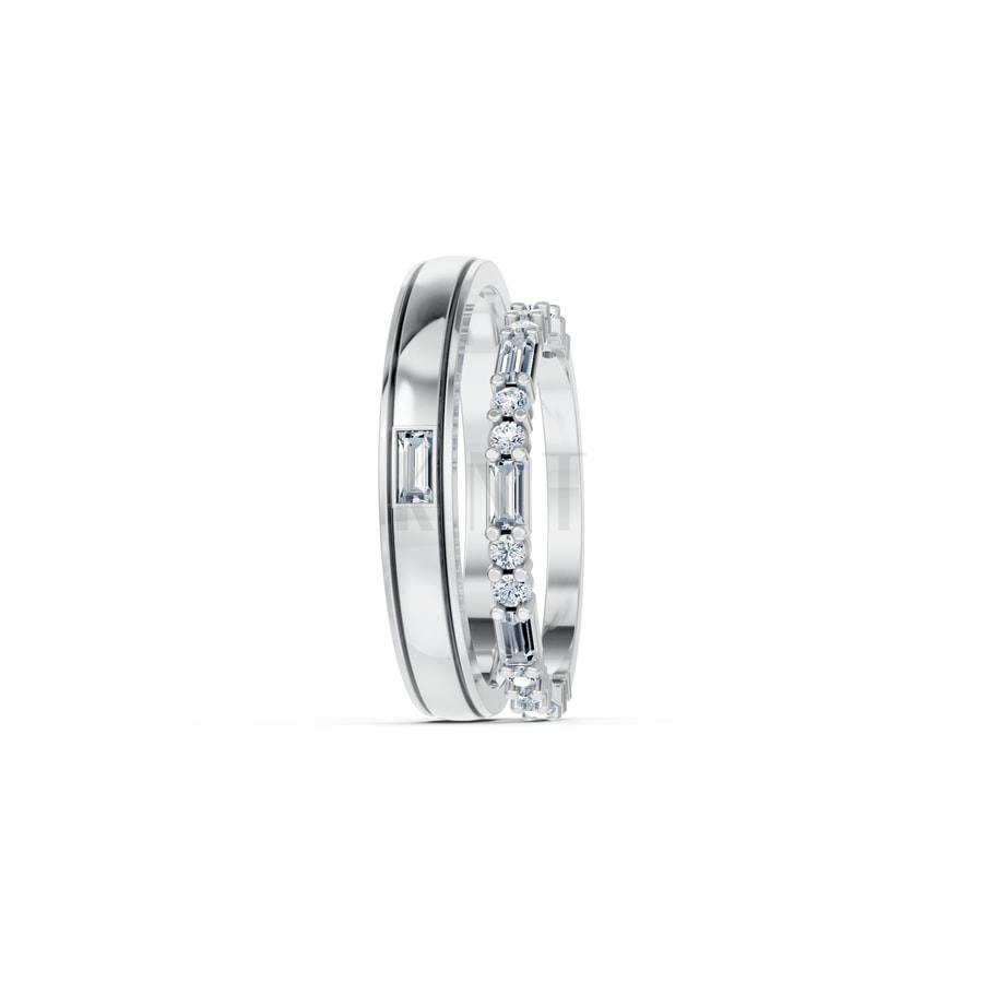 Nhẫn cưới H107 vàng trắng White Gold thiết kế trẻ trung, hiện đại