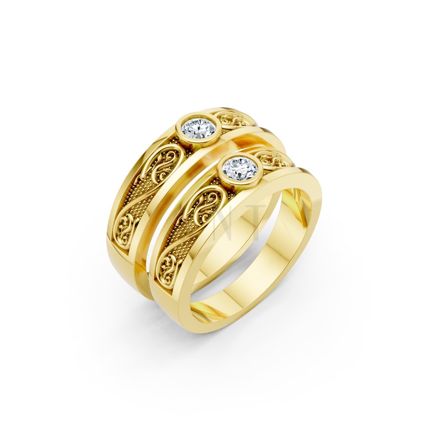 Nhẫn cưới hoa văn F32 Vàng Gold thiết kế tinh tế, sang trọng