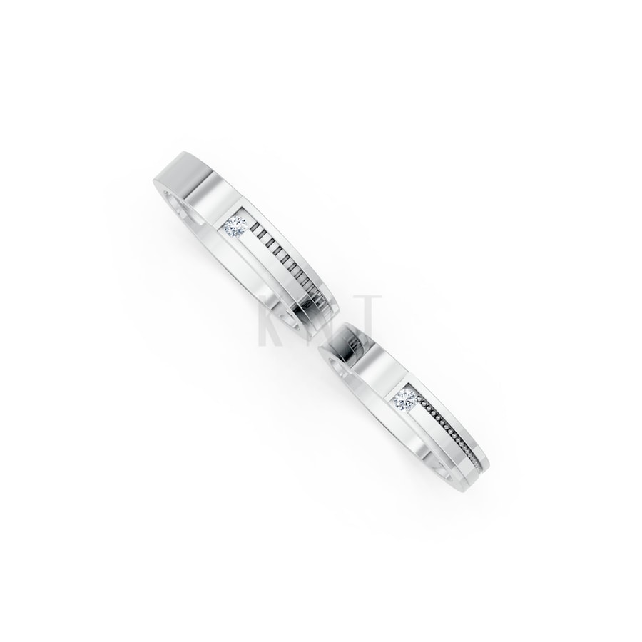 Nhẫn cưới K22 vàng trắng White Gold thiết kế trẻ trung, hiện đại