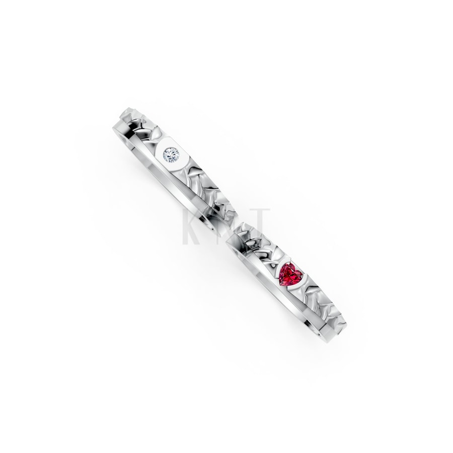 Nhẫn cưới kim cương F313 vàng trắng White Gold kiểu dáng cá tính, hiện đại