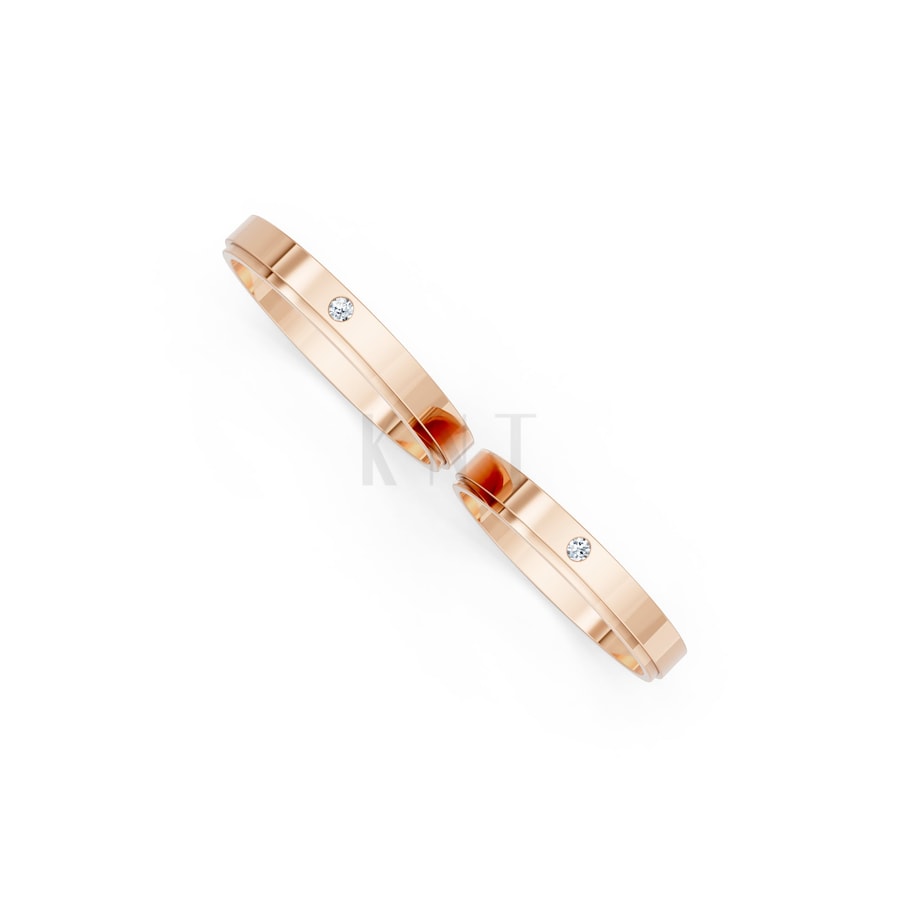 Nhẫn cưới kim cương TG5 vàng hồng Rose Gold phong cách trẻ trung, nổi bật
