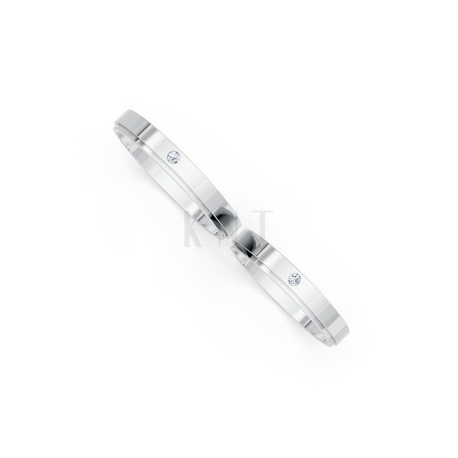 Nhẫn cưới kim cương TG5 vàng trắng White Gold kiểu dáng cá tính, hiện đại