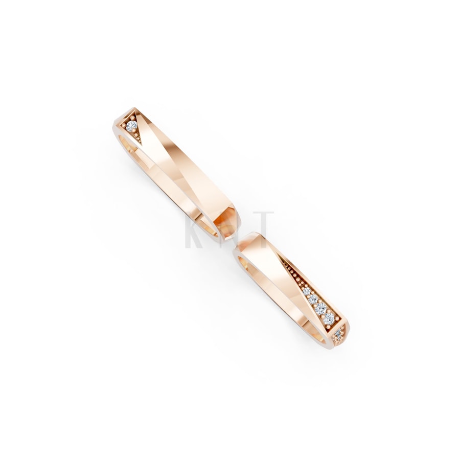 Nhẫn cưới S217 vàng hồng Rose Gold vàng đẹp, kiểu dáng trẻ trung, độc đáo