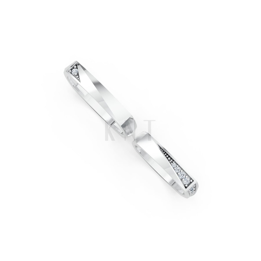 Nhẫn cưới S217 vàng trắng White Gold vàng sáng, đường nét sắc sảo, tinh tế