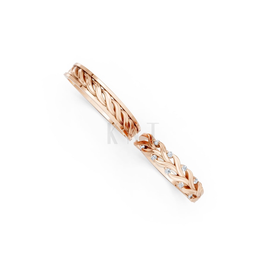 Nhẫn cưới S220 vàng hồng Rose Gold vàng đẹp, kiểu dáng trẻ trung, độc đáo