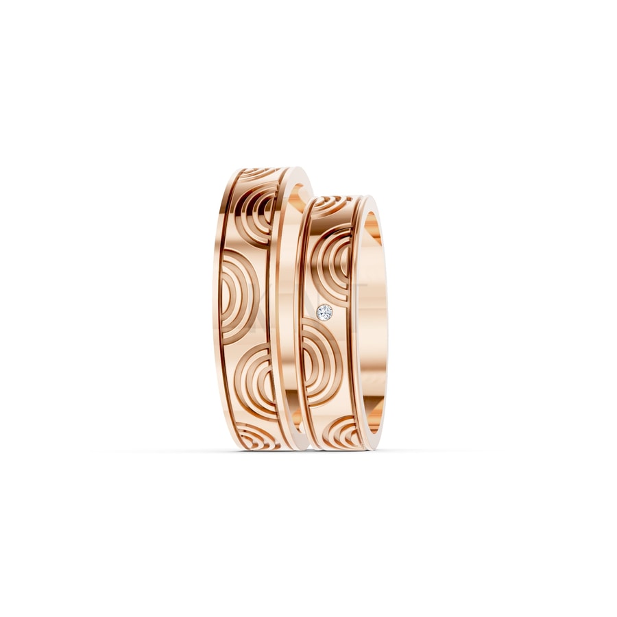 Nhẫn cưới S221 vàng hồng Rose Gold phong cách trẻ trung, nổi bật