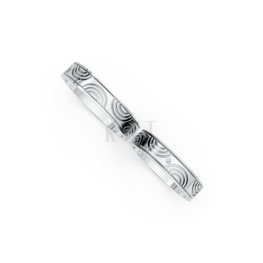 Nhẫn cưới S221 vàng trắng White Gold kiểu dáng cá tính, hiện đại