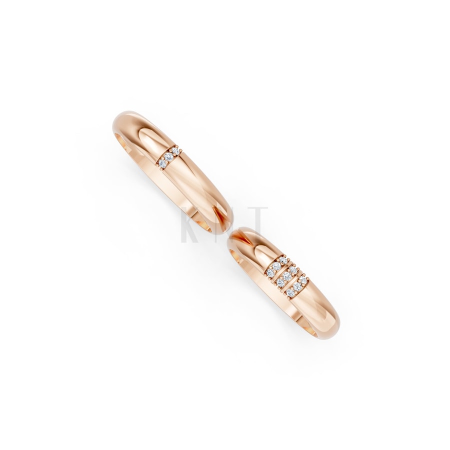 Nhẫn cưới S223 vàng hồng Rose Gold phong cách trẻ trung, nổi bật