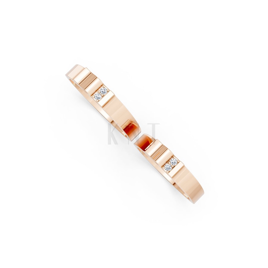 Nhẫn cưới S224 vàng hồng Rose Gold phong cách trẻ trung, nổi bật