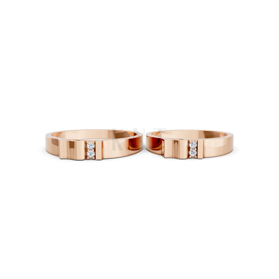 Nhẫn cưới S224 vàng hồng Rose Gold thiết kế đối xứng, phong cách, ấn tượng
