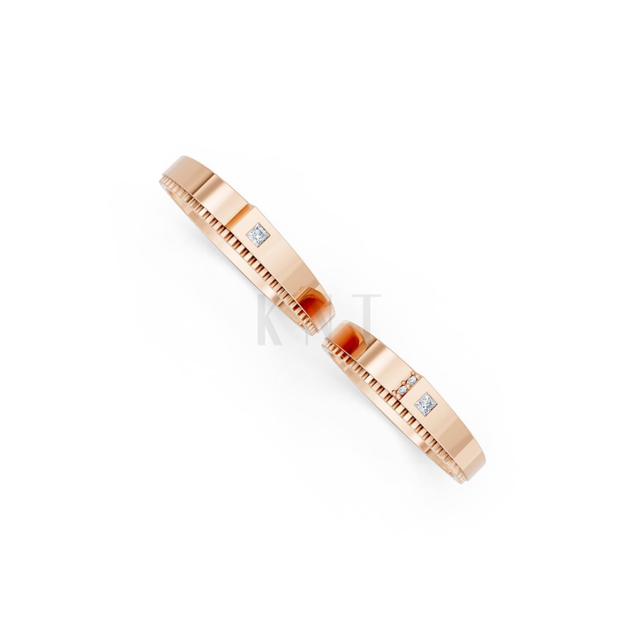 Nhẫn cưới S226 vàng hồng Rose Gold vàng đẹp, kiểu dáng trẻ trung, độc đáo