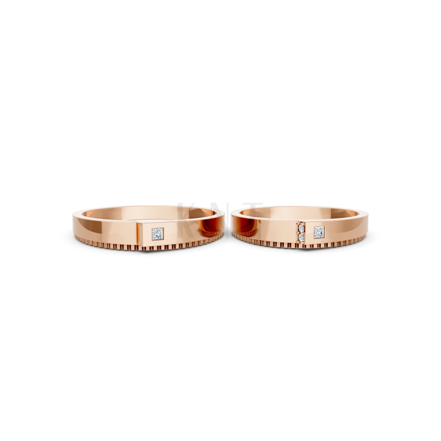 Nhẫn cưới S226 vàng hồng Rose Gold thiết kế đối xứng, phong cách, ấn tượng