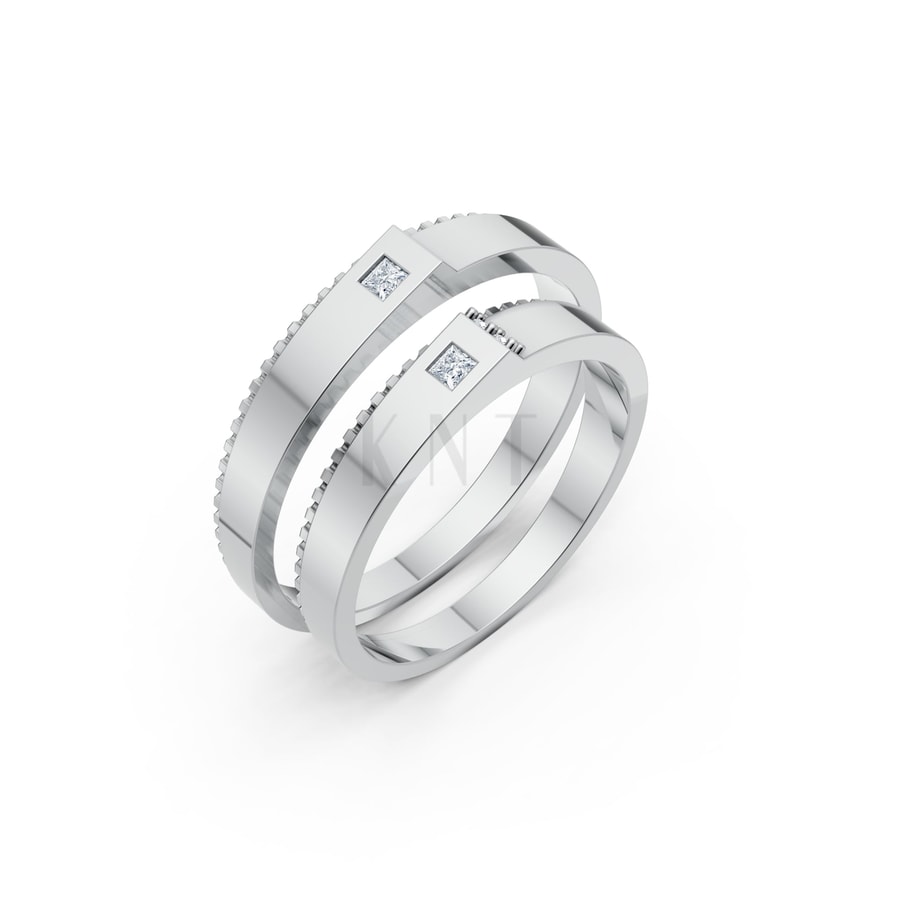 Nhẫn cưới S226 vàng trắng White Gold kiểu dáng hiện đại, nổi bật