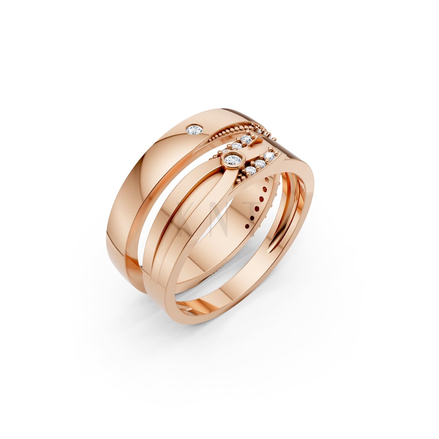 Nhẫn cưới S227 vàng hồng Rose Gold họa tiết ấn tượng, cá tính