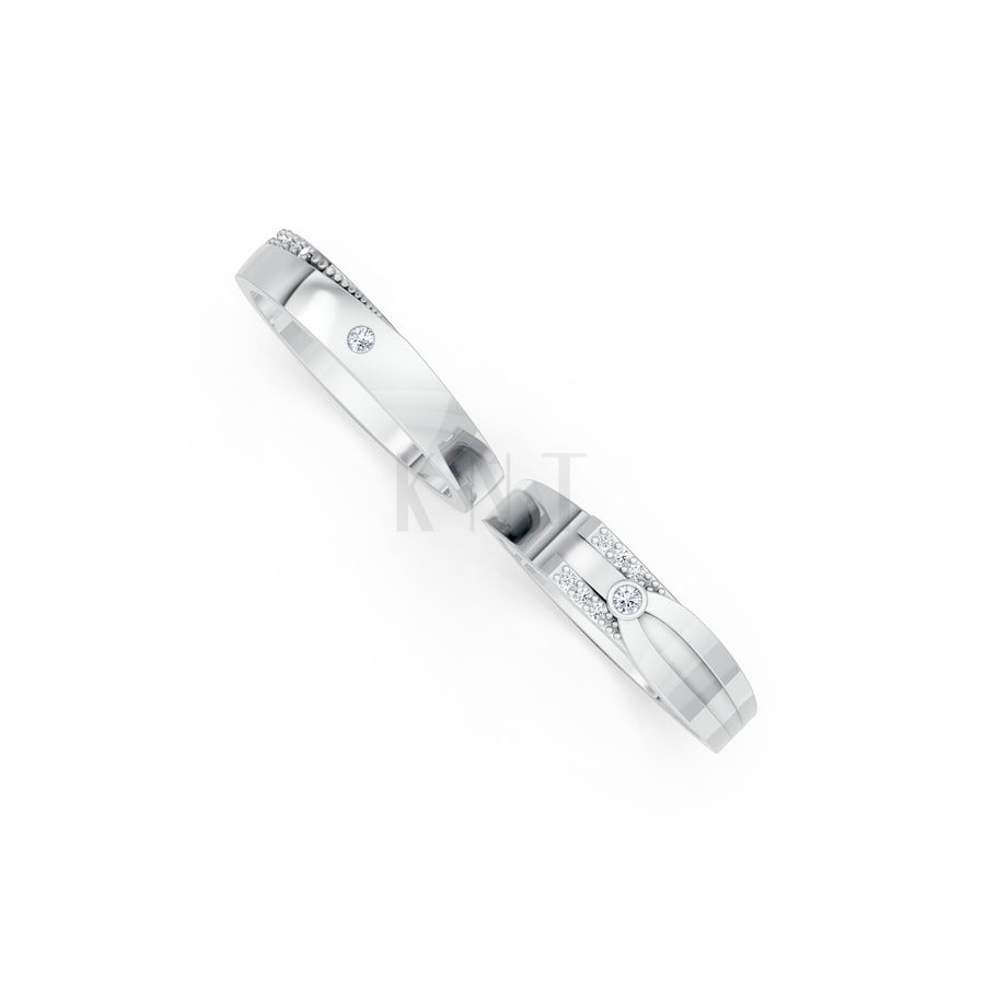 Nhẫn cưới S227 vàng trắng White Gold vàng sáng, đường nét sắc sảo, tinh tế