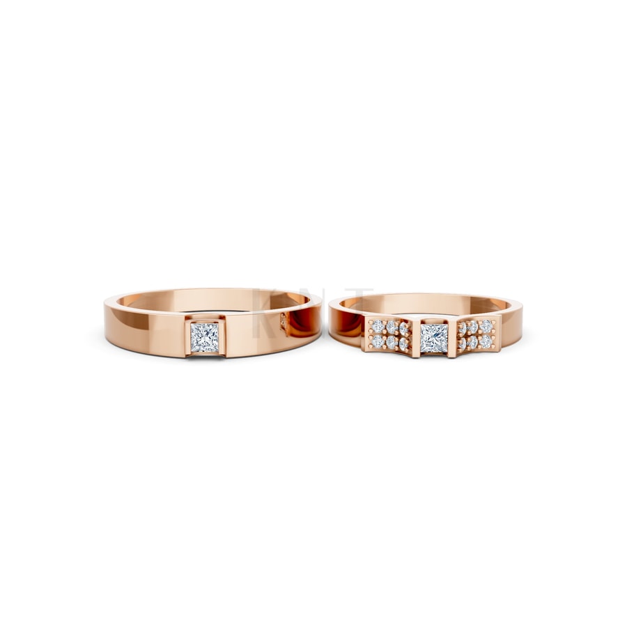 Nhẫn cưới S230 vàng hồng Rose Gold vàng đẹp, kiểu dáng trẻ trung, độc đáo