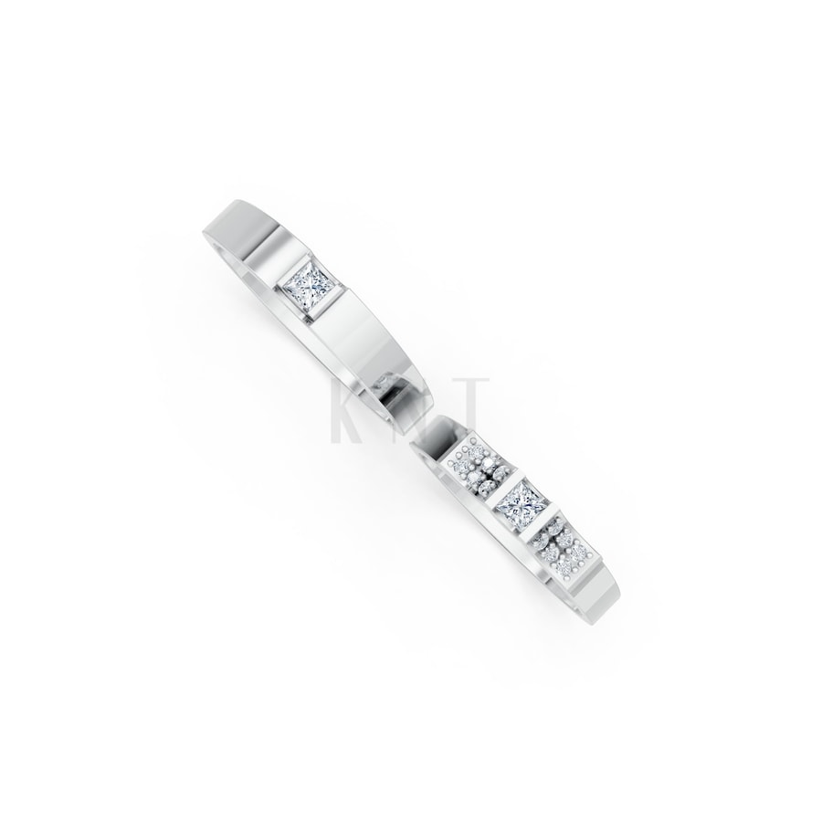 Nhẫn cưới S230 vàng trắng White Gold kiểu dáng cá tính, hiện đại