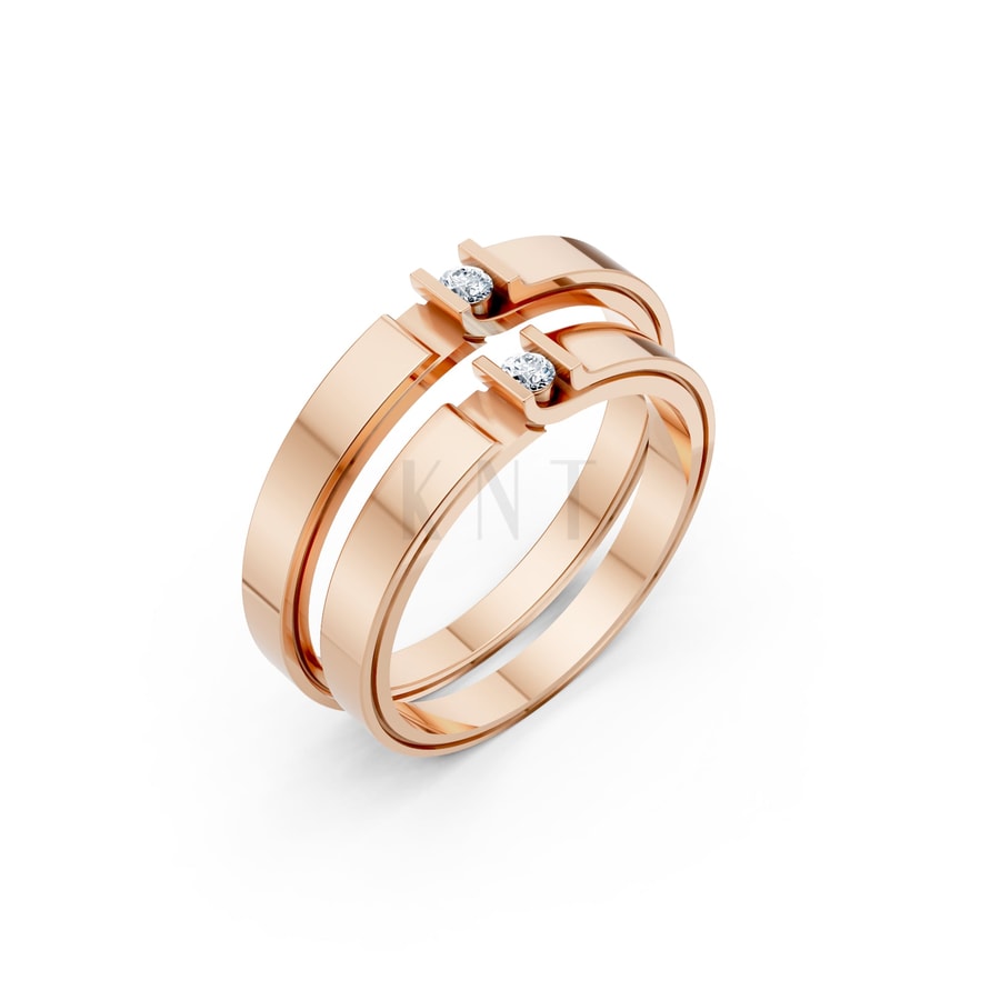 Nhẫn cưới S232 vàng hồng Rose Gold họa tiết ấn tượng, cá tính