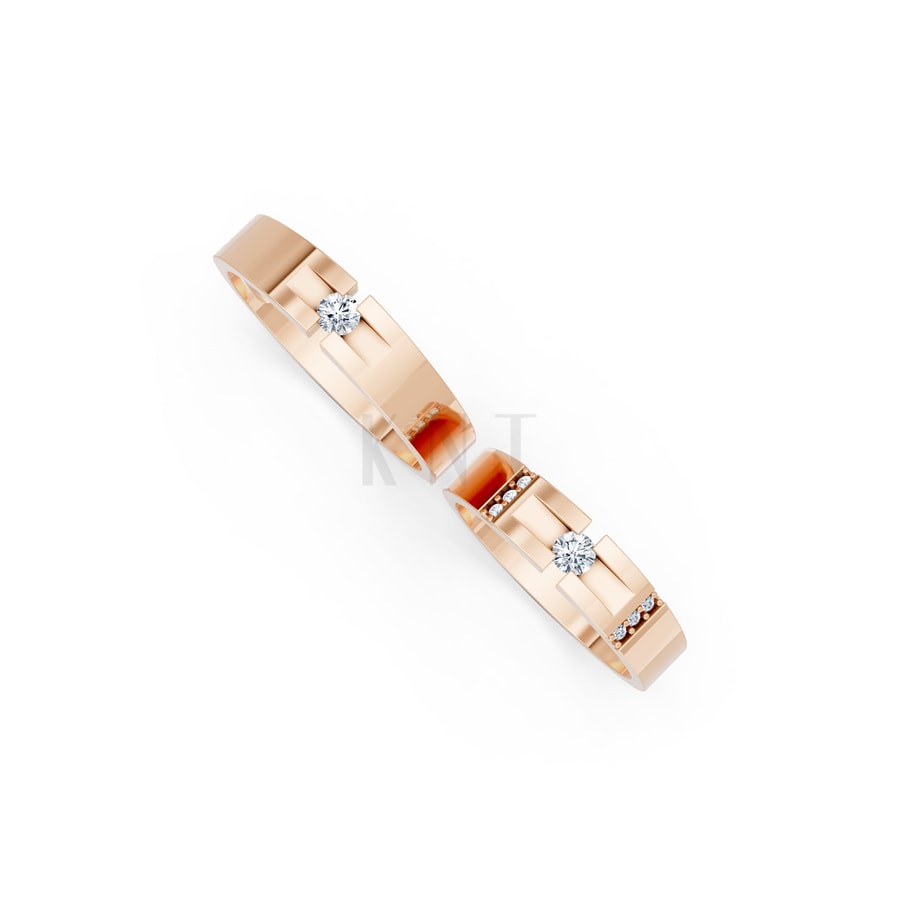 Nhẫn Cưới S69 vàng hồng Rose Gold vàng đẹp, kiểu dáng trẻ trung, độc đáo