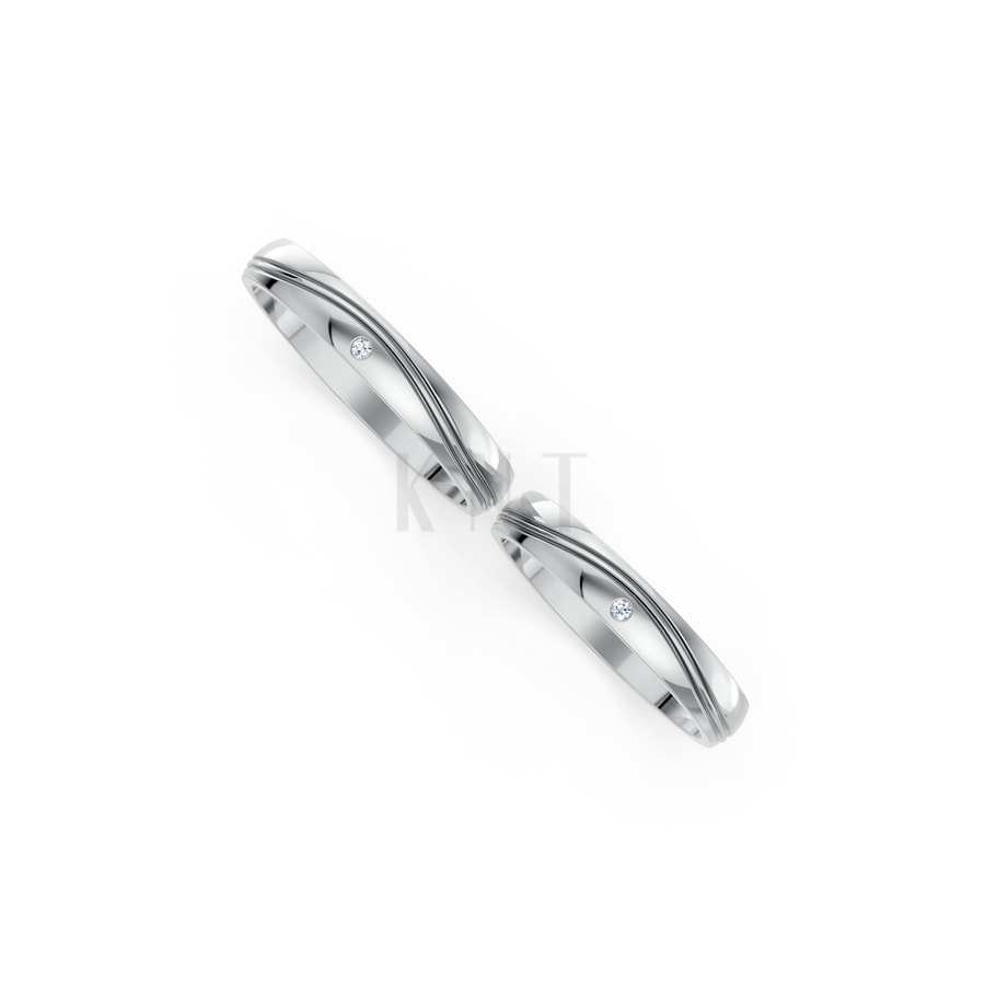 Nhẫn cưới TG1 vàng trắng White Gold kiểu dáng cá tính, hiện đại