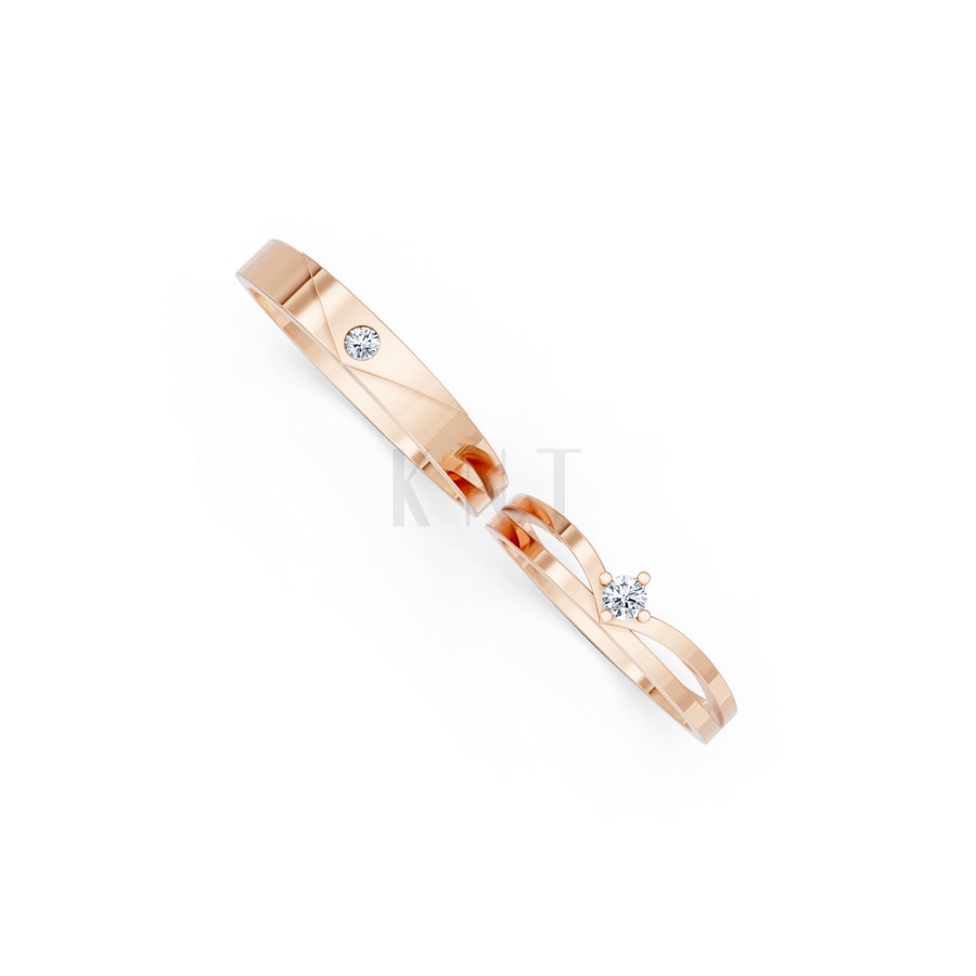 Nhẫn cưới TG21 vàng hồng Rose Gold phong cách trẻ trung, nổi bật