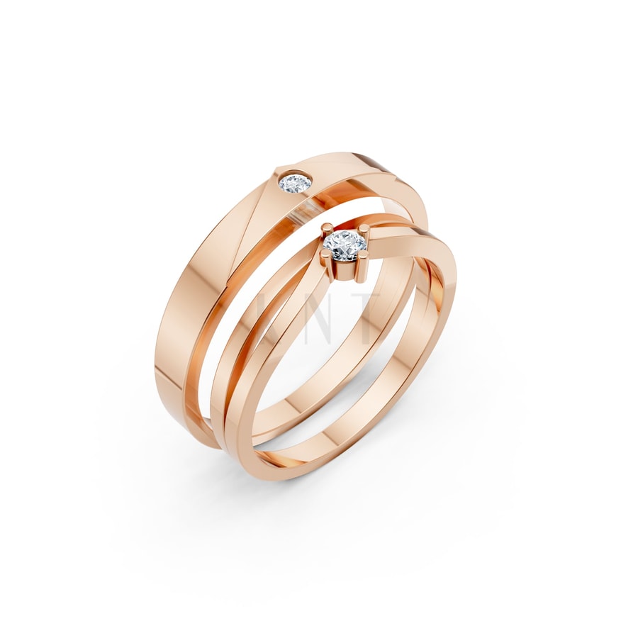 Nhẫn cưới TG21 vàng hồng Rose Gold họa tiết ấn tượng, cá tính