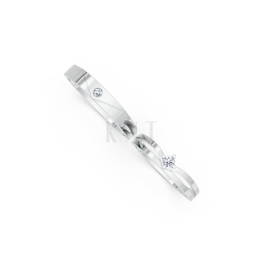 Nhẫn cưới TG21 vàng trắng White Gold kiểu dáng cá tính, hiện đại