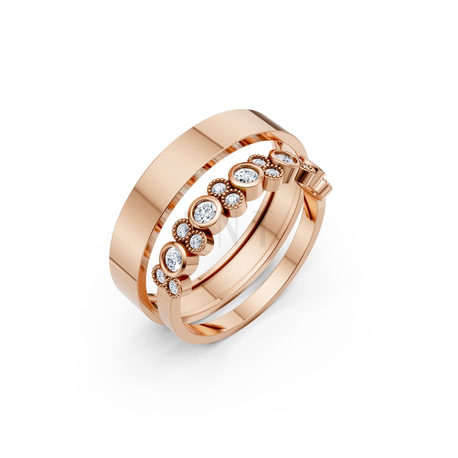 Nhẫn cưới TG22 vàng hồng Rose Gold họa tiết ấn tượng, cá tính