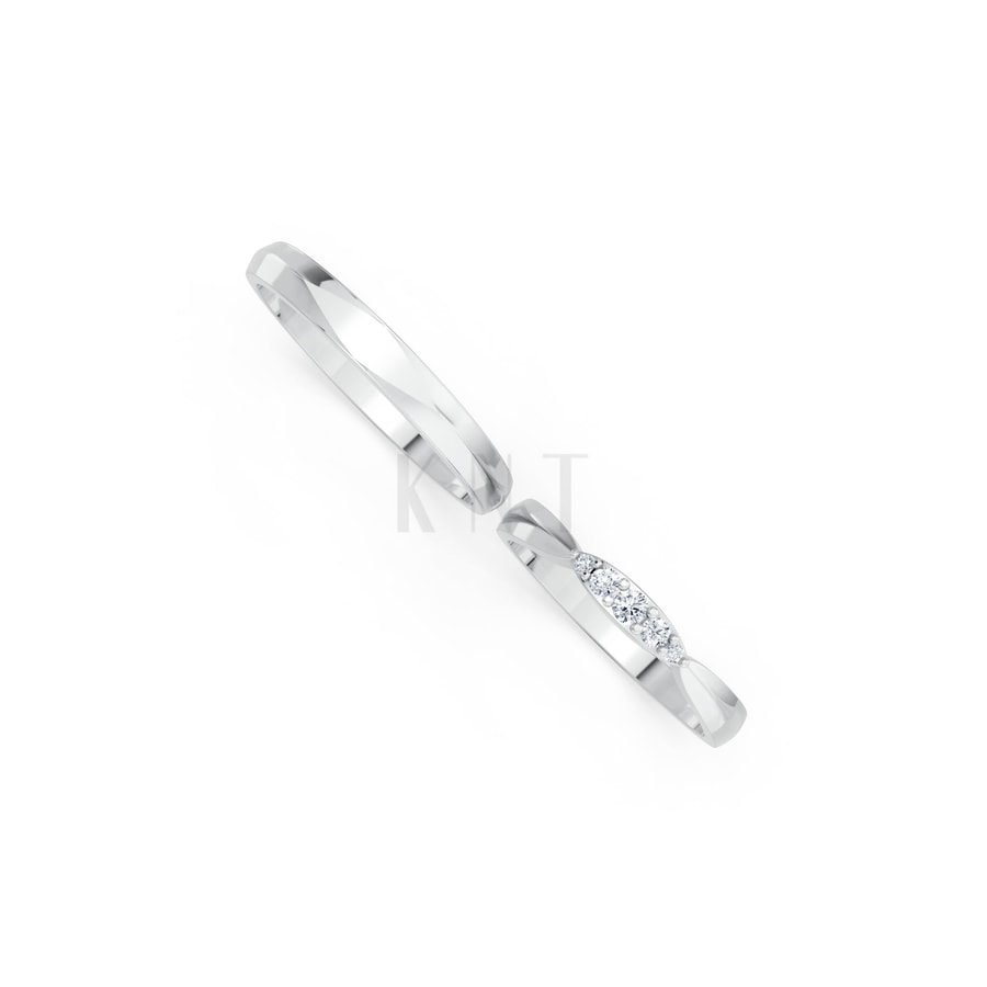 Nhẫn cưới TG25 vàng trắng White Gold kiểu dáng cá tính, hiện đại