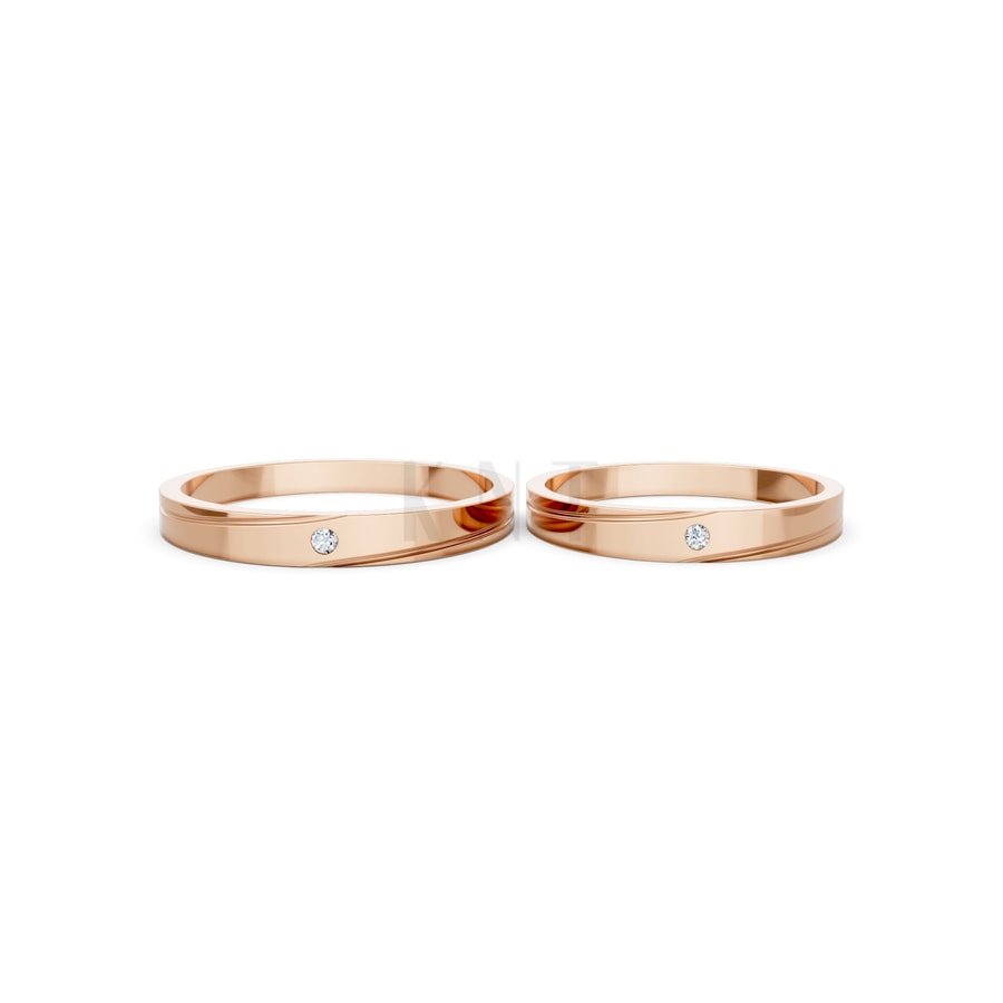 Nhẫn Cưới TG3 vàng hồng Rose Gold phong cách trẻ trung, nổi bật