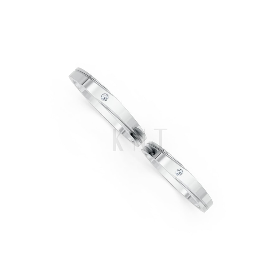 Nhẫn Cưới TG3 vàng trắng White Gold thiết kế trẻ trung, hiện đại