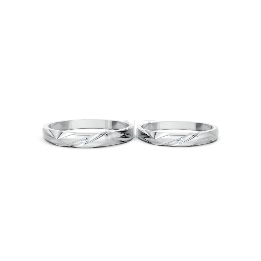 Nhẫn cưới TG6 vàng trắng White Gold vàng sáng, đường nét sắc sảo, tinh tế