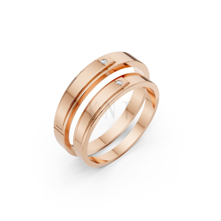 Nhẫn cưới TG7 vàng hồng Rose Gold họa tiết ấn tượng, cá tính