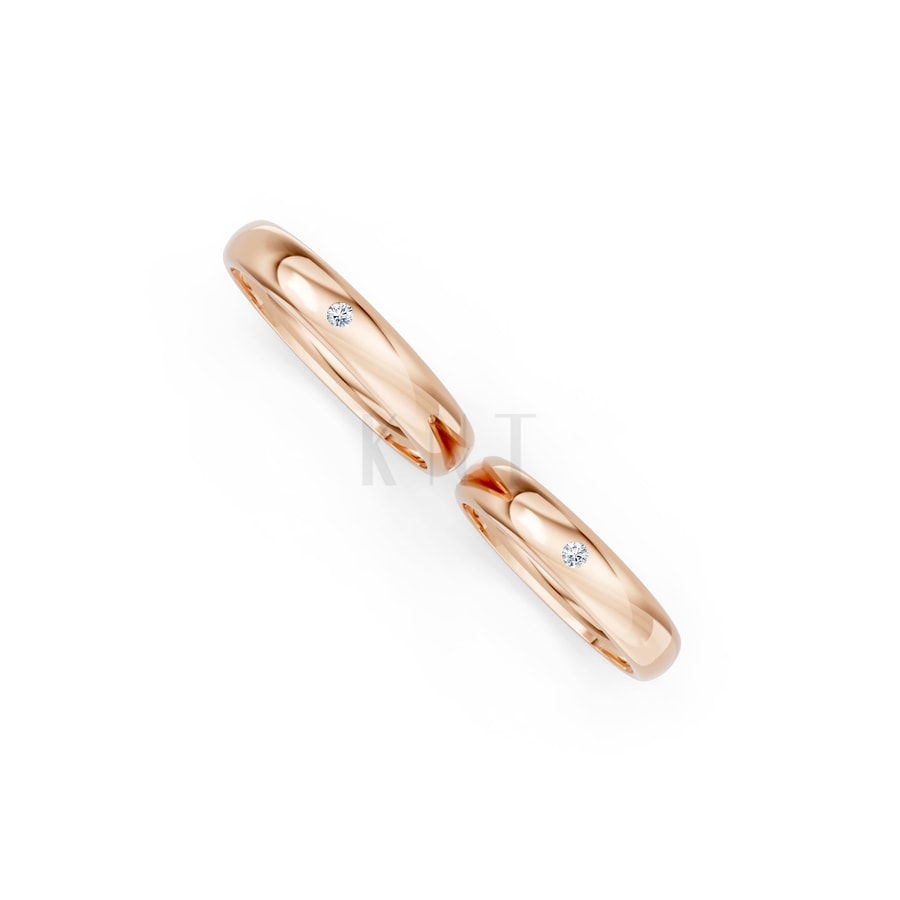 Nhẫn cưới TG8 vàng hồng Rose Gold vàng đẹp, kiểu dáng trẻ trung, độc đáo