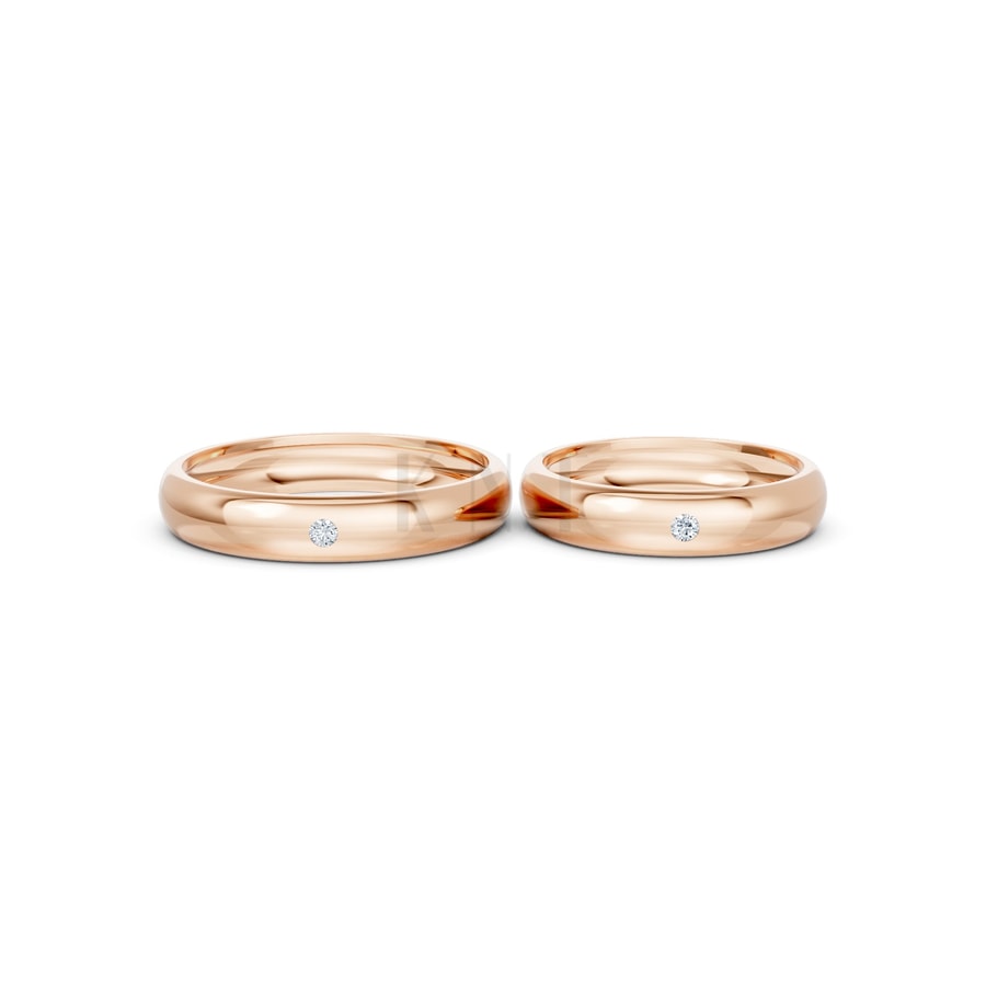 Nhẫn cưới TG8 vàng hồng Rose Gold thiết kế đối xứng, phong cách, ấn tượng