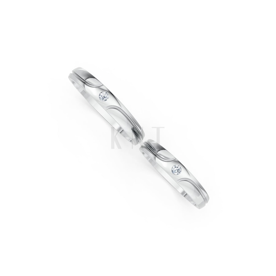 Nhẫn cưới TG9 vàng trắng White Gold vàng sáng, đường nét sắc sảo, tinh tế