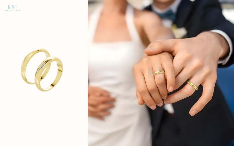 Cặp nhẫn cưới trơn đơn giản nhưng tinh tế